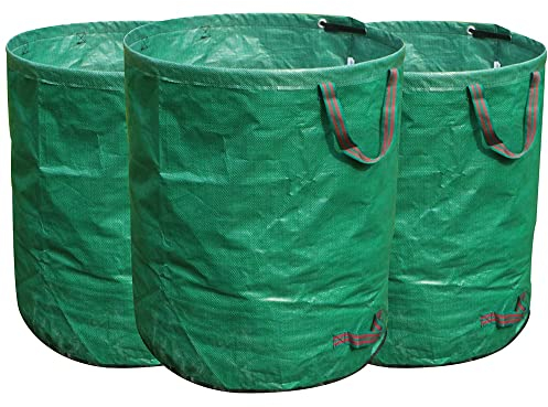 FLORA GUARD 3-Pack 272L Garden Waste Bags - Heavy Duty Garden Bags with Handles, Garden Sacks Reusable