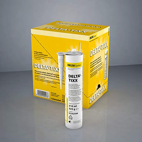 Dörken Delta Tixx Kartuschen-Kleber 310 ml Silikon-Paste-Gel für Innen, Wasserbeständig, Innenwand- und Deckenfugen, feuchtebereiche, klar