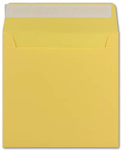 25 Quadratische Brief-Umschläge Honig-Gelb - 15,5 x 15,5 cm - 120 g/m² Haftklebung stabile Kuverts ohne Fenster - von Ihrem Glüxx-Agent