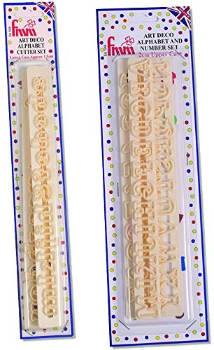 FMM Art Deco Uppercase Alphabet & Numbers and Lower case Alphabet (Two Set of Cutters -Tappit Range)