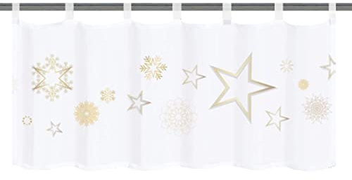 Home Fashion Bistrogardine/Scheibengardine/Cafehaus 52743 STARIO, 45 x 120 cm (Höhe x Breite), Farbe: Gold