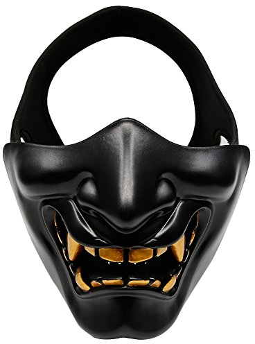 NC Demi-Masque Airsoft, Masque Kabuki du Chevalier démoniaque, Mascarade de Jeu Airsoft Paintball CS et Masque idéal pour Halloween