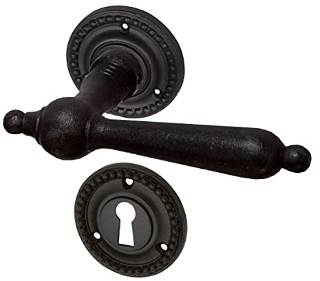 Ventano Drückergarnitur Türgriffset Gusseisen schwarz für Zimmertüren Modell 1915 I Türklinke Antik Vintage