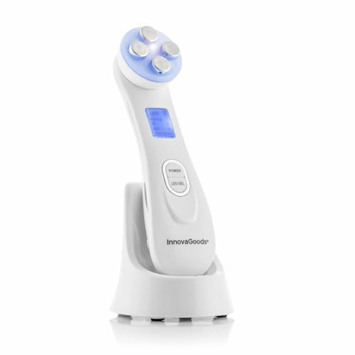 InnovaGoods® Massaggiatore viso con radiofrequenza, fototerapia ed elettrostimolazione WaCe, ringiovanisce la pelle, riduce le rughe e migliora la circolazione, 5 modalità di massaggio, 3 intensità.