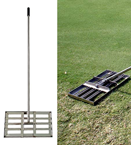 ATRNA Rasenrakel mit Stiel, Golf Rakel zum Sanden Abziehen Levelingrake Flächenebner Gartengras Werkzeug für Rasen Leveling Rake/Levelawn/Rasenrechen-Silver