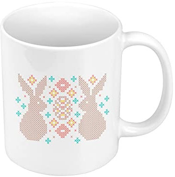Fabulous Mug Céramique Lapin Cross Stitch Illustration Motif