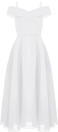 Freebily Vestito da Cerimonia Bambina Lungo Elegante Abito da Sera Sposa Principessa Matrimonio Damigella Compleanno Wedding in Chiffon Senza Maniche Una Spalla Ball Gown