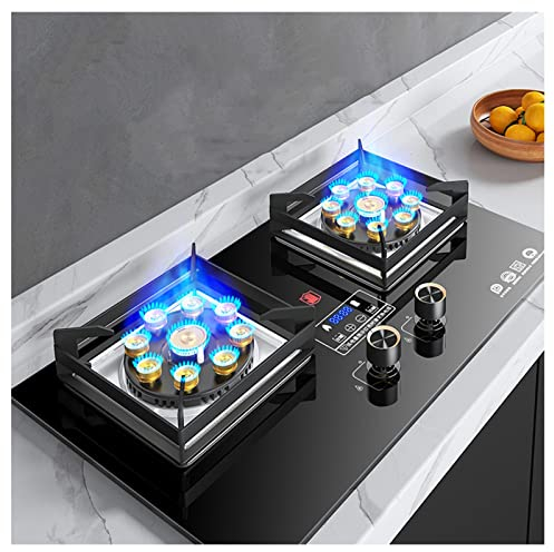 Gas Stove 29.5 Inches Cooktop 2 Burners,Tempered Glass Built-in Gas Hob LPG/NG Dual Fuel Easy to Clean for RVs, 5.2KW (Color : Black, Size : LPG)