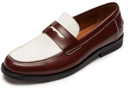 Steve Madden Men's Natan Leather Penny Moc,Brown/Whit,90