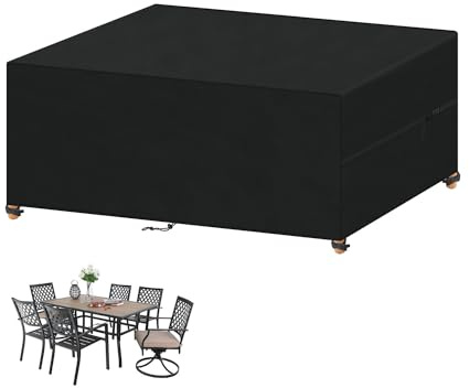 VANSHEIM Gartenmöbel Abdeckung Wasserdicht 160x100x75cm, Winterfest Abdeckplane Gartenmöbel, 420D Oxford Gewebe Abdeckhaube Gartentisch Rechteckig, Schutzhülle Tisch für Gartentisch Sitzgruppe