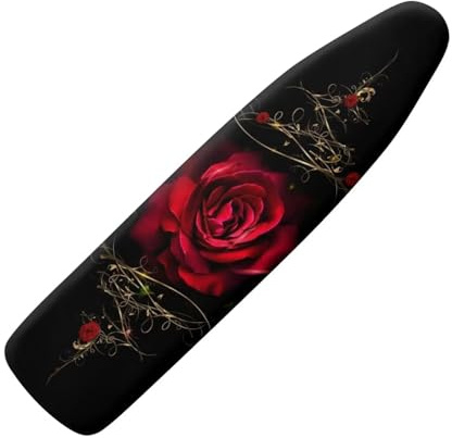 NETILGEN Ironing Board Cover Elasticated Replacement Covers Scorch Resistant with Hook and Loop Fasteners XXL for Dimensions 145-150 x 50-55 cm, Red Rose