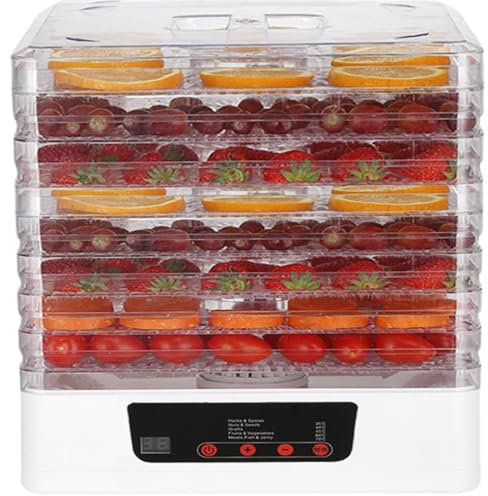 WuDLi Déshydrateur pour Aliments Et Viande Séchée, 350 W, Séchoir à Fruits pour Animaux Domestiques, 8 Plateaux, Contrôle De La Température 30-90 °c, Minuterie 24 Heures