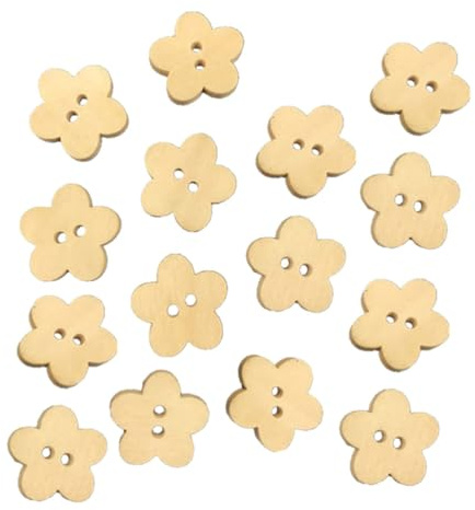 HAPINARY 100 Stück Holzblumenknöpfe Mit Zwei Löchern Blumenknöpfe Holz 0.71 in Für Kleidung Schuhe Taschen Kinder-Basteln Nähen Stricken Scrapbooking Kartenmachen
