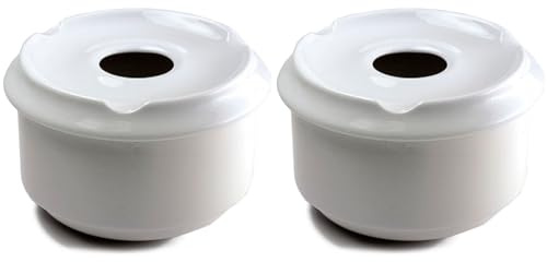 Acan Tradineur - Pack de 2 Ceniceros Redondo de cerámica - Recipiente con Tapa removible y Muescas para cigarros - Uso Interior y Exterior - Ø 11 x 6 cm - Color Blanco