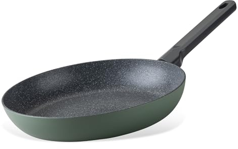 Fackelmann Balance - Padella in alluminio riciclata, 28 cm, con rivestimento antiaderente in ceramica, adatta a tutti i tipi di cucina, compresa l'induzione, colore verde