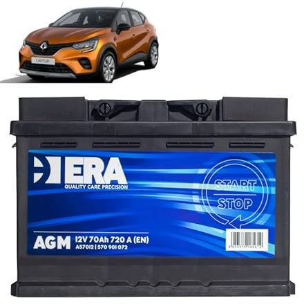 Batteria 70Ah A.G.M. per Renault Captur II 95 115 BlueDci gasolio 2020+