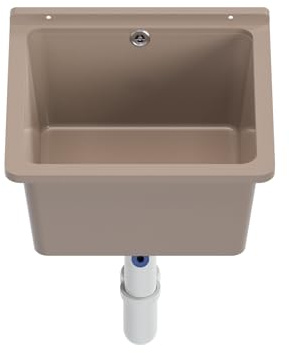 Ausgussbecken Waschbecken Spülbecken Waschtrog draußen Garten Garage Keller Waschküche Werkstatt Spülbecken (Beige)