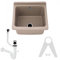 QLS Lavandino Esterno Giardino Garage Cantina Lavanderia Officina (Beige) 40 x 38 cm in Plastica, Installabile a Parete, Ideale per Interni ed Esterni