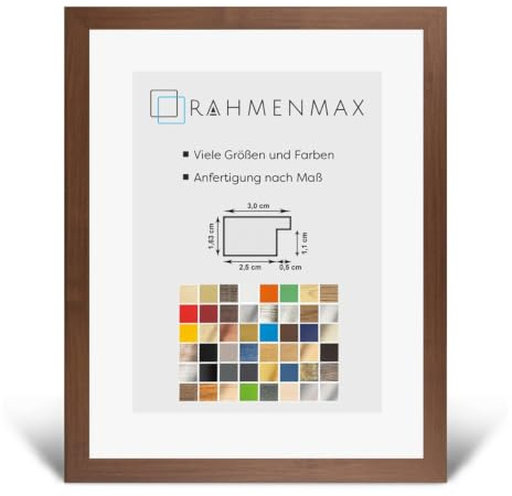 Morena MDF Rahmen für Bild 70x100cm Nussbaum Dunkel mit Acrylglas | zum Aufhängen Hoch- und Querformat/Weiße Rückwand/Maßanfertigung möglich/Puzzle Rahmen/mit 1mm klarem Acrylglas
