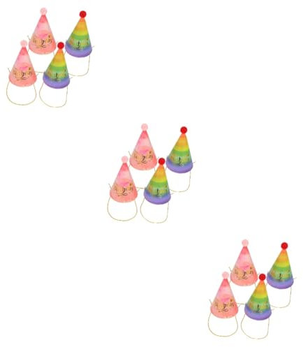 PRETYZOOM 12 Stk Hut aus Regenbogenpapier Kappe Zylinder zum Geburtstag Geburtstagsmütze Festliche Kopfbedeckung Deckel schirmmützen dekorativer Geburtstagskegelhut geburtstag kopfschmuck