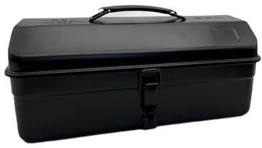 MagiDeal Werkzeugkasten aus Metall, Werkzeugkoffer, Werkzeugkiste, Elektrikerbehälter mit Griff, multifunktionaler, leicht zugänglicher Werkzeug-Organizer, Schwarz