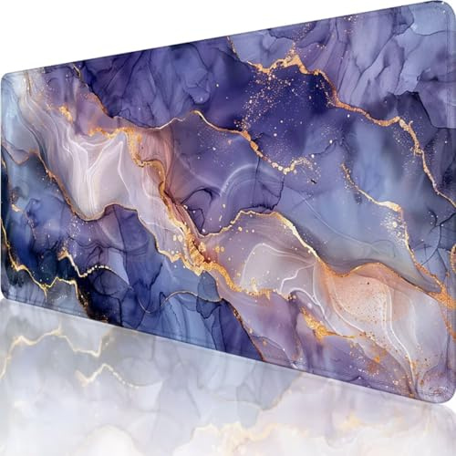 Alfombrilla Ratón Gaming Púrpura 1000 x 500mm, Alfombrilla Ratón xxl Onda, Mouse Pad con Base de Goma Antideslizante, Impermeable Alargar Alfombrilla Escritorio Bordes Cosidos para Ratón y Teclado W-I