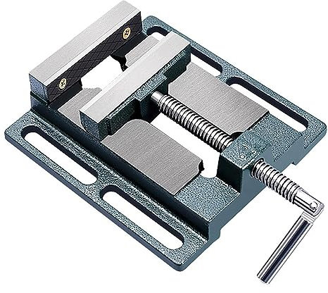 Bench Clamp Vise for Milling Drilling Woodworking - Industrial Drill Press Vice with 4 Mounting Bolts, Carbon Steel Flat Clamp, Cast Iron
