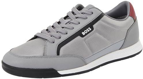 BOSS Nitan_Lowp_txthem lågprofilträningsskor för män, Open Grey, 9 UK, Öppen grå, 9