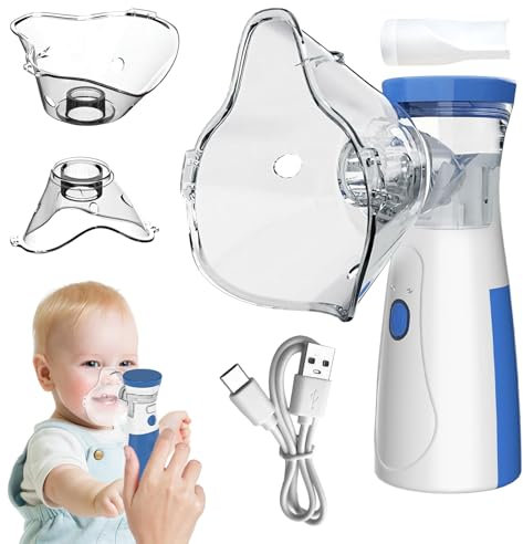 Nebuliser Machine for Adults & Kids,Finer Mist & Quieter,Adjustable Nebuliser for Kids & Adults, 2 Ways of Use,Portable Steam Inhaler for Adults & Kids Travel Home (Blue)