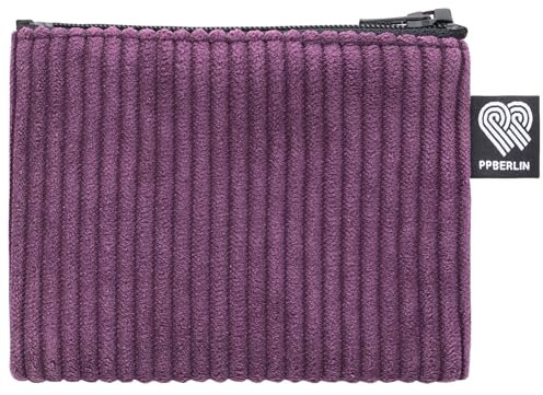 PP-Berlin Cord Etui klein für Damen & Herren Aubergine - Handmade & vegan, Geldbörse und Mini-Aufbewahrungstasche im Kreditkarten-Format, Made in Germany