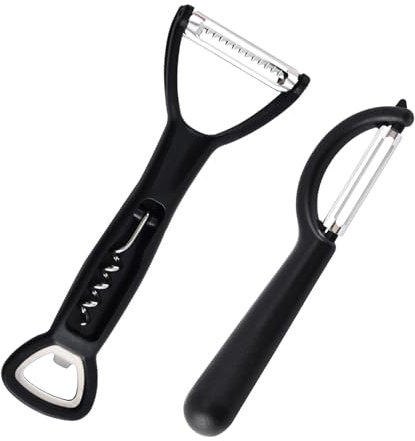 Pelador, Conjunto de 2 Piezas 3 en 1 Pelador Multifuncional de Acero Inoxidable - Ultra Afilado y Ergonómico, Perfecto para Pelar Papas, Verduras y Frutas en la Cocina y de Viaje