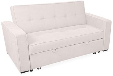 Homey - Sofá Cama de 2 Plazas Modelo Aron, Diseño Moderno, Práctico y Funcional, con Reposabrazos, Beige, 167cm x 90cm x 96,5cm