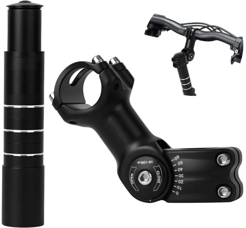 Sweetone Attacco Manubrio Bici, Attacco Manubrio MTB Regolabile 31.8mm*110mm, per Forcella Bici 28.6mm, Altezza Regolabile 150mm, Angolo Regolabile 120 Gradi 180mm per MTB, Bici da Corsa, City Bike