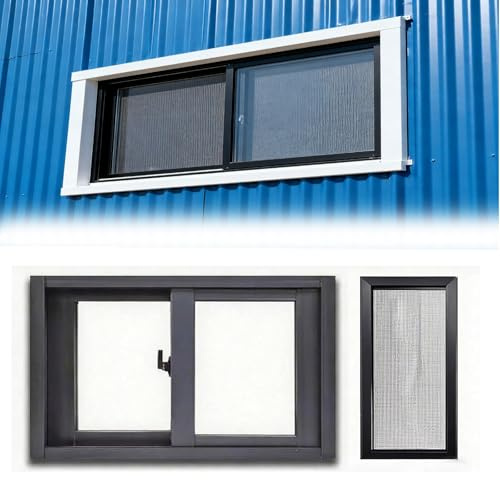 Sicherheits-Fenstergitter für den Außenbereich Kellerfenster mit Insektenschutzgitter und Sicherheitsglas, 20, 22, 24, 26 Zoll, Ersatzfenster for Mobilheime(WxH 45x108cm/18x43in)