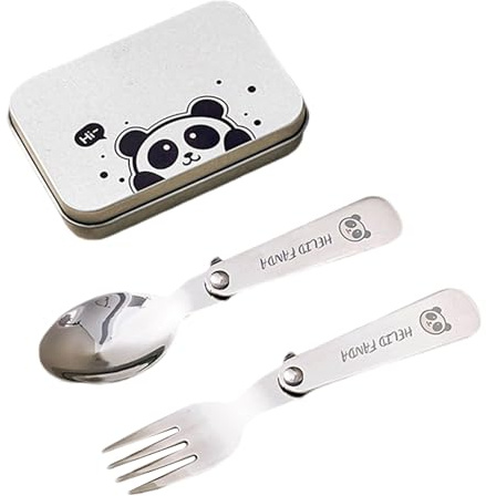 JTQYFI Klappbares Camping Besteck Set Aus Metall Tragbar Für Picknicks Freien Geschirr Reiseutensilien Gabel Löffel Mit Aufbewahrungsbox Faltbarer Gabel Löffel Für Draußen Mit Box
