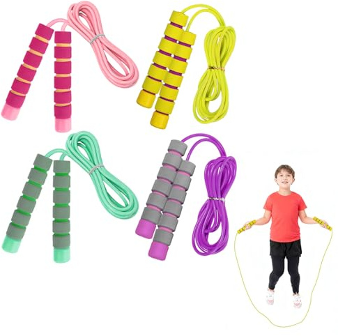 4Pcs Skipping Rope for Kids,Jump Rope,Jump Rope Children,Adjustable Child S kipping R ope,C hildren S kipping R ope For K ids,C hildren,Students And Adults To Exercise(2.8M)