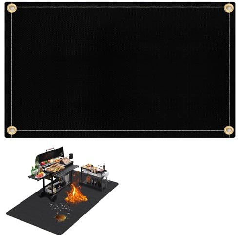 Fire Pit Grill Mats 93x100cm Fire Pit Mat Black Heat Resistant Mat Welding Blanket Fireproof Mat Waterproof Fireproof Mat for Grass BBQ Floor Patio