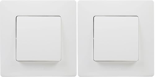 LEGRAND Interruptor Conmutador 10A, Gama Niloé Monobloc, Mecanismo Completo con Marco, Blanco, 396450 (Paquete de 2)