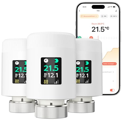 EZAIoT 3er-Pack WLAN Heizkörperthermostat TRV901W | Smart Heizungsthermostat ohne Gateway, Digital mit App Steuerung, Alexa Sprachsteuerung