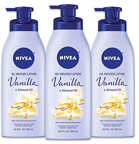 NIVEA Oil Infused Body Lotion Vanilla and Almond Oil, 16.9 Fluid Ounce (Pack of 3)