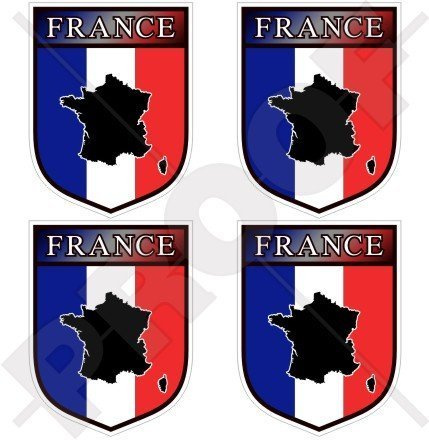 FRANKREICH Französischer Schild République Française 50mm Auto & Motorrad Aufkleber, x4 Vinyl Stickers