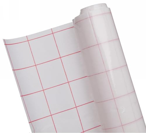 G4GADGET Clear Sticky Back Plastic Book Cover Film – Self Adhesive Contact Paper 33cm x 1 Meter – Transparent Grid-Lined Vinyl for School Book Protection