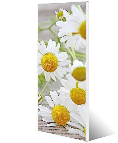 banjado® Magnettafel 30 x 75cm / Magnetwand aus Metall/Magnetpinnwand als Memoboard/Pinnwand Magnettafel Küche, Büro, Kinderzimmer inkl. 4 Magnete & Montageset - Motiv Kamillenblüten