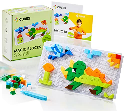 CUBIDI® Original Mosaikspiel - Lustige Dino Edition | Kreatives Steckspiel als Spielzeug ab 4 Jahre Junge und Mädchen | Lernspielzeug zur Förderung der Fantasie | Geschenke für Kinder von 3-9