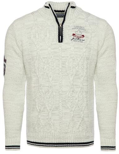 Carisma Pull en tricot pour homme ? Troyer pour homme avec broderie ? Pull coupe droite confortable pour le bureau et les loisirs 7804, ecru, XXL
