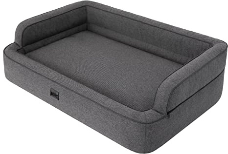 DOGGY Hundebett, Katzenbett, Hundesofa, Abnehmbar Bezug, Hundekorb, Hundekissen, Möbel für Tiere, Hundeliege, Schlafplätze, XL: 96x62 cm, Graphit