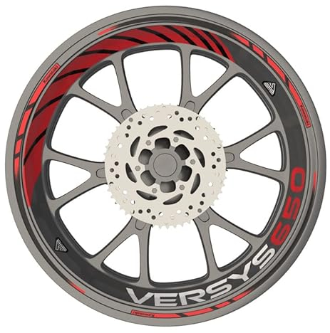 Felgenband für Motorrad Kawasaki Versys 650 Premium Qualität (Aufkleber für 2 Räder) (Rot)