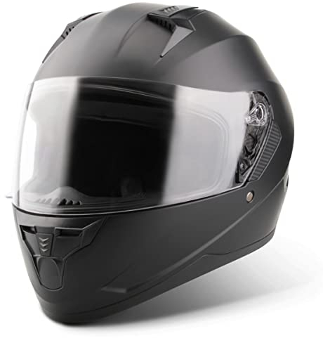 VINZ Vigo Casque Intégral | Casque de Moto Full-Face Homologué ECE 22.06 | Casque pour Scooter et Moto | pour Femmes & Hommes | Tailles XS-XXL - Noir Mat