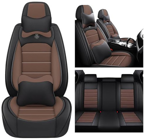 Autositzbezüge Kompletter Satz 5 Sitzer für VW Golf VII Hatchback, 2012-2024, Autositzbezügen Leder Autositzbezug Porosität Sitzbezüge Vorne und Hinten Sitzschoner(Color:Brown)