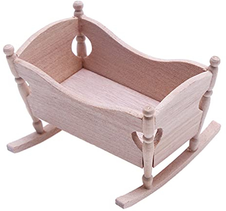 GMBYLBY Puppenhaus Aus Holz Maßstab 1:12 Baby Cardle Bett Modell Miniatur Puppenhaus Möbel Zubehör Heimdekoration